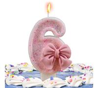Bougies d'anniversaire pour gâteau, bougie numéro d'anniversaire - Bougies d’anniversaire roses Bowknot,Fournitures de décoration de fête à thème de réunions, garniture de gâteau pour anniversaire et