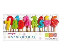 Bougies d'anniversaire - SCRAP COOKING - Chiffres 1-2-3 - Multicolore - Cire - Intérieur