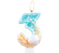 Bougies d'anniversaire sirène à paillettes en forme de coquillage pour gâteaux, décorations de 3e anniversaire de filles, bougies d'anniversaire pour filles et garçons, bougies d'anniversaire en forme