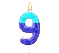Bougies d'Anniversaire sur le Thème des Pixels, Décoration de Gâteau Pixel Bougie Numérotée Créative Décorations de Fête d'Anniversaire Fournitures Fête Sur le Thème du Jeu (Numéro 9)