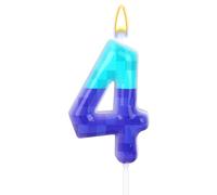 Bougies d'Anniversaire sur le Thème des Pixels, Décoration de Gâteau Pixel Bougie Numérotée Créative Décorations de Fête d'Anniversaire Fournitures Fête Sur le Thème du Jeu (Numéro 4)