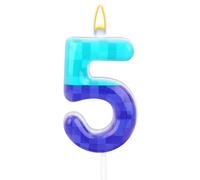Bougies d'Anniversaire sur le Thème des Pixels, Décoration de Gâteau Pixel Bougie Numérotée Créative Décorations de Fête d'Anniversaire Fournitures Fête Sur le Thème du Jeu (Numéro 5)