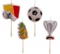 - Bougies D'anniversaire Sur Le Thème Du Football 8cm 4 Modèles Uniques: Sifflet, Coupe, Ballon, Botte Décoration Parfaite Pour Les Fêtes De Fans De Football[Z4521]