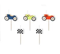 Bougies d'anniversaire Voitures de course 2-3cm Bleu / Jaune / Rouge