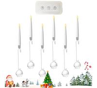 Bougies d'arbre de Noël avec télécommande - 6 lumières décoratives LED sans flamme, ensemble de bougies alimentées par piles, éclairage sûr pour les vacances intérieures et extérieures, lueur de
