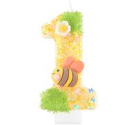 Bougies de 1er anniversaire abeille mignonne pour filles et garçons, décorations de 1er anniversaire, bougie jaune numéro 1 pour gâteau, décorations de fête d'abeilles pour anniversaire, Hawaï, fête