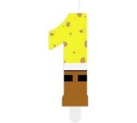 Bougies de 1er anniversaire en éponge jaune pour gâteau, décorations de 1er anniversaire de filles et garçons, décorations de fête sur le thème de l'éponge de dessin animé pour filles et garçons,