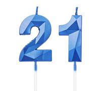 Bougies de 21e anniversaire, avec numéro bleu saphir, décoration de gâteau d'anniversaire, décorations de gâteau d'anniversaire, mariages, anniversaires d'entreprise