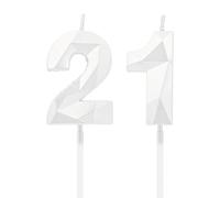 Bougies de 21e anniversaire, bougies avec un numéro blanc, décoration d'anniversaire, décoration de gâteau d'anniversaire, mariages, anniversaires d'Entreprise