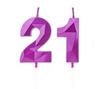 Bougies de 21e anniversaire, bougies avec un numéro pourpre, décoration d'anniversaire, décoration de gâteau d'anniversaire, mariages, anniversaires d'Entreprise