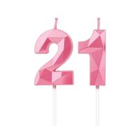 Bougies de 21e anniversaire, bougies avec un numéro rose, décoration d'anniversaire, décoration de gâteau d'anniversaire, mariages, anniversaires d'entreprise