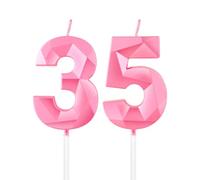 Bougies de 35e anniversaire en roses en forme de chiffre 35 pour décoration de gâteau, décoration de gâteau de 35e anniversaire pour femmes, filles, femmes, elle, lui, anniversaire, mariage