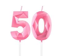 Bougies de 50e anniversaire en roses en forme de chiffre 50 pour décoration de gâteau, décoration de gâteau de 50e anniversaire pour femmes, filles, femmes, elle, lui, anniversaire, mariage