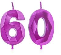 Bougies De 60e Anniversaire, Bougies Avec Un Numéro Pourpre, Décoration D'anniversaire, Décoration De Gâteau D'anniversaire, Mariages, Anniversaires D'entreprise[Z270]