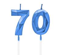 Bougies de 70e anniversaire, avec numéro bleu saphir, décoration de gâteau d'anniversaire, décorations de gâteau d'anniversaire, mariages, anniversaires d'entreprise