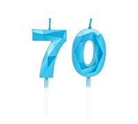 Bougies de 70e anniversaire, bougies avec numéro bleu, décoration de gâteau d'anniversaire, décorations de gâteau d'anniversaire, mariages, anniversaire d'Entreprise