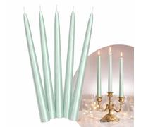 Bougies de Chandelier Coniques Sauge 24 cm - Lot de 10 Bougies Élégantes - Vert Sauge Doux - Durée de Combustion 5 Heures - Décoration Table, Mariage, Fête