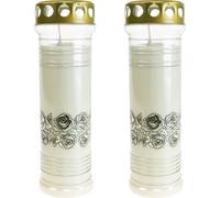 Bougies de deuil avec roses argentées Lumière funéraire classique pour un mémorial stylé