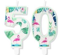 Bougies de flamenco pour anniversaire numéro 50, bougies de flamenco numéro 50 pour gâteaux, décorations de gâteau hawaïennes de flamenco, décorations de gâteau d'anniversaire sur le thème du flamenco