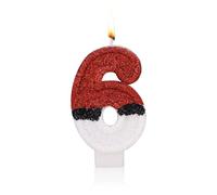 Bougies de Gâteau, Bougie d'Anniversaire Étincelante Rouge et Blanche Bougie Numérique Créative Bougie de Décoration de Gâteau pour Fournitures de Décoration de Fête d'Anniversaire (6)