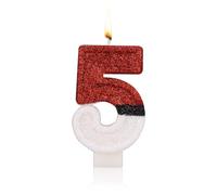 Bougies de Gâteau, Bougie d'Anniversaire Étincelante Rouge et Blanche Bougie Numérique Créative Bougie de Décoration de Gâteau pour Fournitures de Décoration de Fête d'Anniversaire (5)