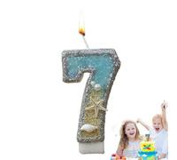 Bougies de gâteau d'anniversaire - Bougie de gâteau sur le thème de la plage | Étoile de mer bleue numéro 0 à 9 bougies de fête, décoration pour fêtes d'anniversaire