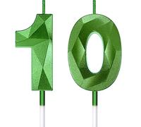 Bougies de Gâteau Joyeux Anniversaire Topper Décoration 3D Bougies de Chiffre Topper de Cupcake pour Anniversaire Mariage Fête (Vert)