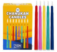 Bougies de Hanoucca pour Menorah Boîte de 44 bougies colorées assorties avec carte de prière - Style spirale Cire de paraffine de qualité - Convi