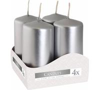 Bougies de l'Avent Ø4x6 cm 4 pcs argent métallique