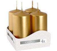 Bougies de l'Avent Ø4x6 cm 4 pcs métalliques or brillant