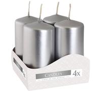Bougies de l'Avent Ø4x8 cm 4 pcs argent métallique