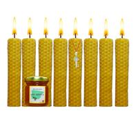 Bougies de miel 100 % cire d'abeille naturelle espagnole - Aromathérapie relaxante - 8 bougies - Décoration - EcoFriendly - Sans substances toxiques - Origine espagnole - Rituel Bonne chance 11/22