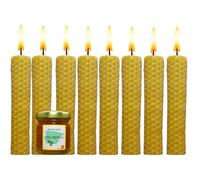 Bougies de miel 100 % cire d'abeille naturelle espagnole - Aromathérapie relaxante - 8 bougies - Durée 3,5 heures - Décoration écologique - Sans substances toxiques - Origine Espagne - Rituel magique