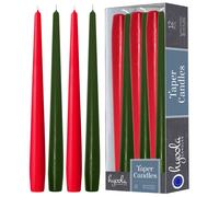 Bougies de No l Hyoola - Bougies coniques vertes et rouges de 25 cm, anti-gouttes, lot de 12, non parfum es, fabriqu es en Europe