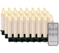 Bougies de Noël à LED - Lot de 20 avec télécommande, lumière blanche chaude, usage intérieur/extérieur, clips de fixation faciles