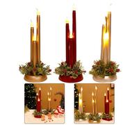 Bougies de Noël LED sans flamme 30 x 10 cm, bougies électroniques de style conique pour décoration de la maison, centre de table, accessoires photo, doré/argent/rouge (1 paquet) (rouge)