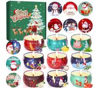 Bougies de Noël parfumées, cadeaux de Noël pour femmes et hommes, 9 bougies parfumées en cire de soja naturelle dans un verre, pour l'aromathérapie - Petites bougies parfumées pour collègues, maman