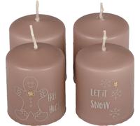 Bougies de Noël roses exclusives avec motifs festifs 4 pièces auto-extinguibles