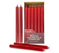 Bougies de table Hyoola 10 pouces - Lot de 12 - Grandes bougies rouges - Bougies rustiques non parfumées - Bâtonnets de bougie à combustion longu