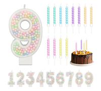 Bougies décoratives en macaron, bougies d'anniversaire à paillettes de perles pastel, bougies de couleur bonbon chiffre avec 12 bougies en spirale pour filles, fête à thème d'anniversaire (9)