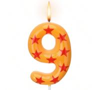 Bougies décoratives pour gâteau d'anniversaire avec thème numérique étoiles orange 0-9 & de dessin animé 7,5,9,2,3,4,6,8,1,0Cire