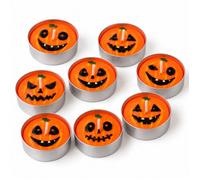 Bougies décoratives - SIROCO - BOO - Forme citrouille - Lot de 8 - 6 cm