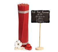 Bougies d'église en cire d'abeille rouge №30 50 pcs