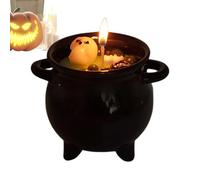Bougies d'Halloween, céramique 12x9,9 cm | Brûleur d'huile de chaudron noir avec bougie à bulles de sorcière, bougie d'aromathérapie, décoration de sorcellerie | Maison de fête intérieure