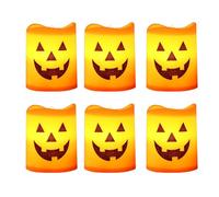 Bougies d'Halloween sans flamme - Décoration en avec visages de fantômes, lanternes orange effrayantes | Centre de table de vacances sans fumée, effet lumineux sûr pour étagère, cheminée