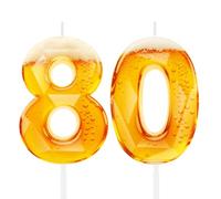 Bougies drôles de bière pour hommes, décorations de gâteau pour 80e anniversaire, décorations pour amateurs de bière, fournitures de fête pour un papa, mari ou grand-père de 80 ans
