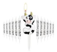 Bougies du 3e anniversaire de la vache,Bougie numéro 3 pour gâteau,Décorations d'anniversaire de filles garçons,Décor de fête d'anniversaire de cowboys,Ferme à thème pour de fête de fille garçon