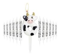 Bougies du 6e anniversaire de la vache,Bougie numéro 6 pour gâteau,Décorations d'anniversaire de filles garçons,Décor de fête d'anniversaire de cowboys,Ferme à thème pour de fête de fille garçon