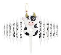 Bougies du 8e anniversaire de la vache,Bougie numéro 8 pour gâteau,Décorations d'anniversaire de filles garçons,Décor de fête d'anniversaire de cowboys,Ferme à thème pour de fête de fille garçon