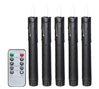 Bougies effilées vacillantes sans flammes, bougies de fenêtre LED noires de 6 pcs, bougies à LED d'Halloween, effets de chandelle sans flammes à pile à pile à piles à piles pour la décoration de la f